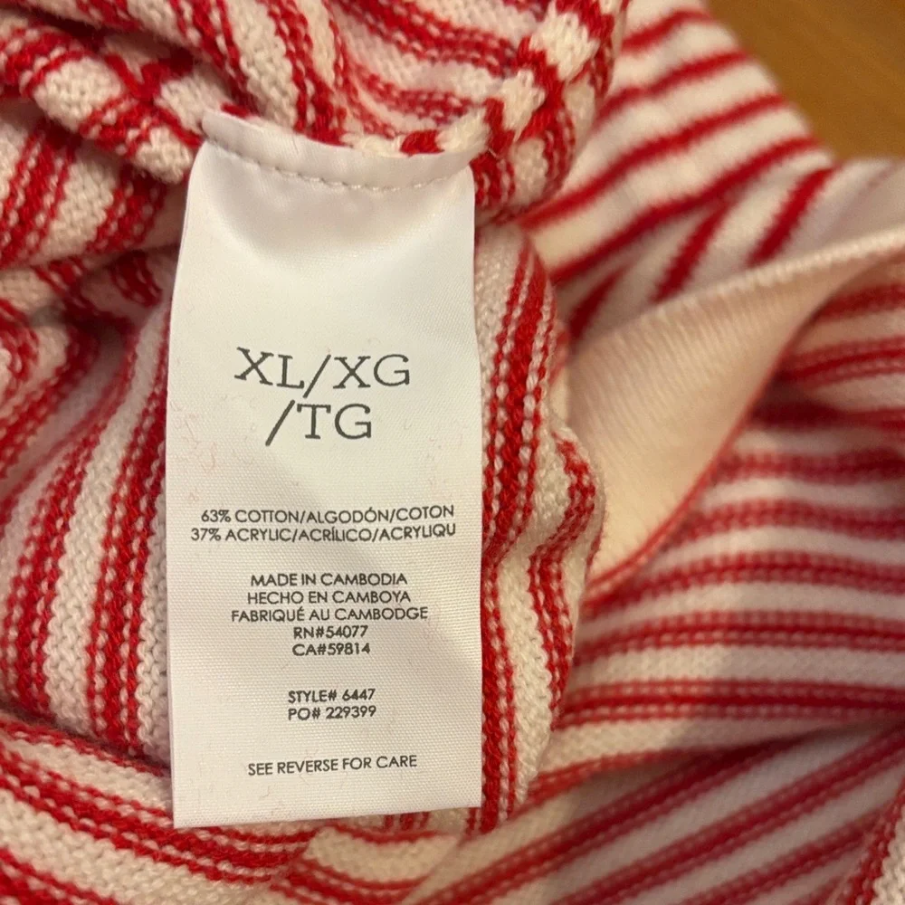 CAbi Striped Cowl Neck Sweater in Red and White - Picture 7 of 7